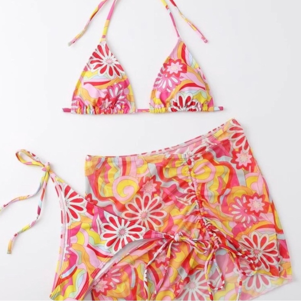 SHIEN Floral Print Coverup Skirt